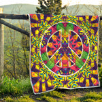 Psychedelic Hippie Peace Sign Print Quilt