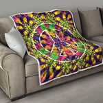 Psychedelic Hippie Peace Sign Print Quilt