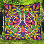 Psychedelic Hippie Peace Sign Print Quilt