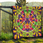 Psychedelic Hippie Peace Sign Print Quilt