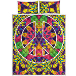 Psychedelic Hippie Peace Sign Print Quilt Bed Set