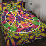 Psychedelic Hippie Peace Sign Print Quilt Bed Set