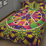 Psychedelic Hippie Peace Sign Print Quilt Bed Set