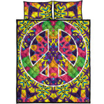Psychedelic Hippie Peace Sign Print Quilt Bed Set