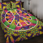 Psychedelic Hippie Peace Sign Print Quilt Bed Set