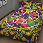 Psychedelic Hippie Peace Sign Print Quilt Bed Set