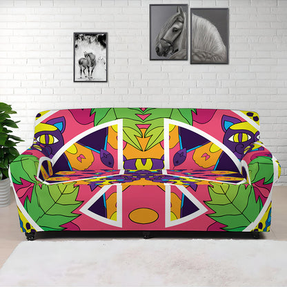 Psychedelic Hippie Peace Sign Print Sofa Cover