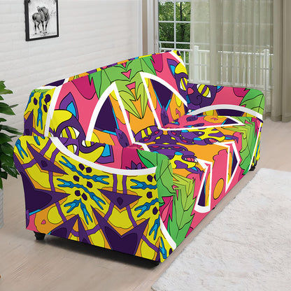 Psychedelic Hippie Peace Sign Print Sofa Cover