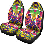Psychedelic Hippie Peace Sign Print Universal Fit Car Seat Covers