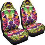 Psychedelic Hippie Peace Sign Print Universal Fit Car Seat Covers