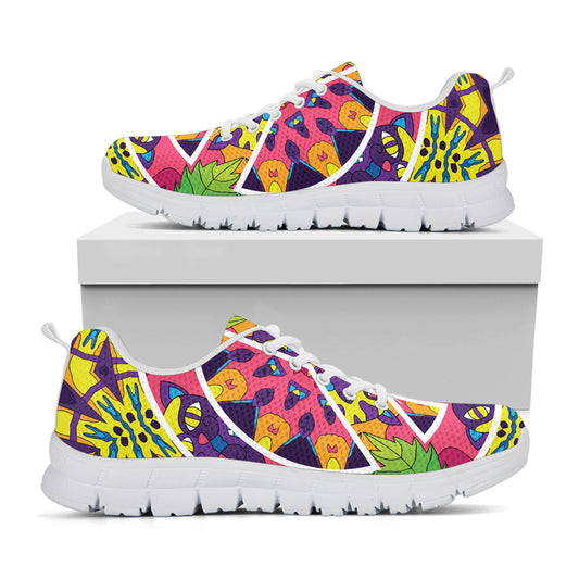 Psychedelic Hippie Peace Sign Print White Sneakers