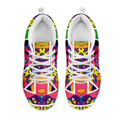 Psychedelic Hippie Peace Sign Print White Sneakers