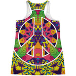 Psychedelic Hippie Peace Sign Print Women's Racerback Tank Top