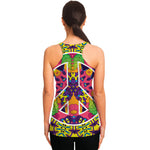 Psychedelic Hippie Peace Sign Print Women's Racerback Tank Top