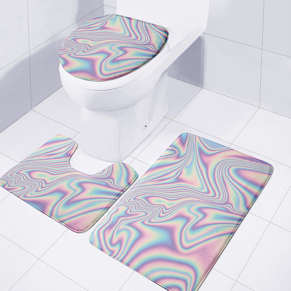 Psychedelic Holographic Print 3 Piece Bath Mat Set