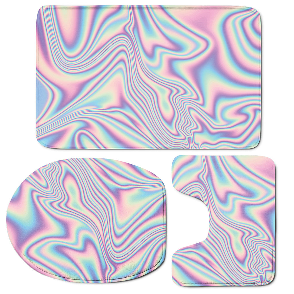 Psychedelic Holographic Print 3 Piece Bath Mat Set