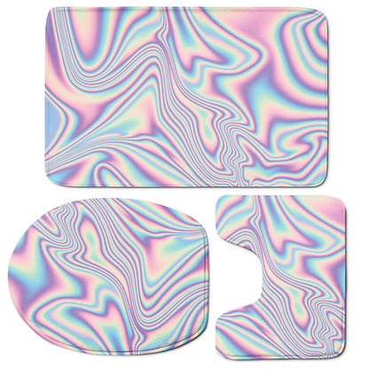 Psychedelic Holographic Print 3 Piece Bath Mat Set