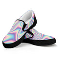Psychedelic Holographic Print Black Slip On Sneakers