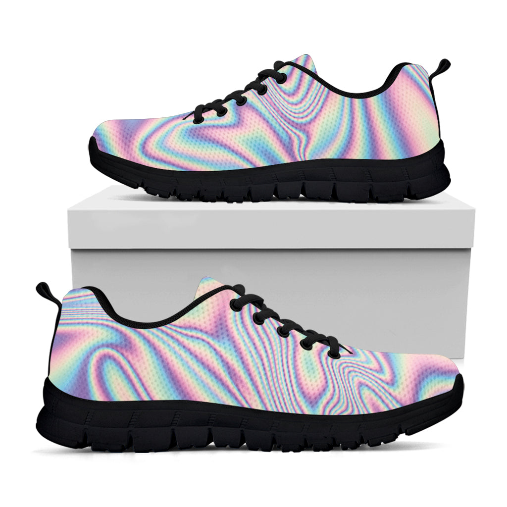 Psychedelic Holographic Print Black Sneakers