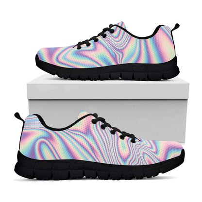 Psychedelic Holographic Print Black Sneakers