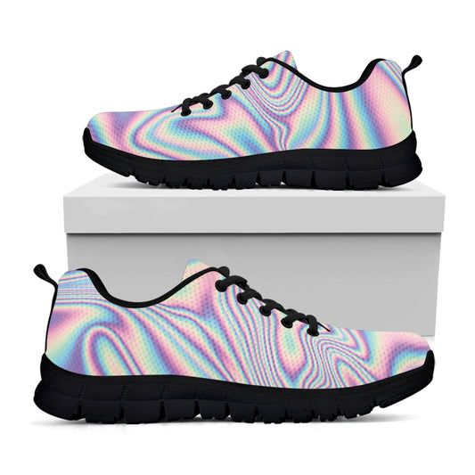 Psychedelic Holographic Print Black Sneakers