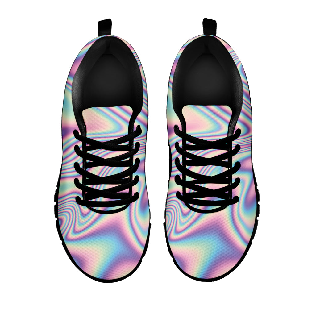 Psychedelic Holographic Print Black Sneakers