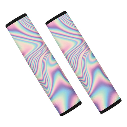 Psychedelic Holographic Print Car Seat Belt Covers