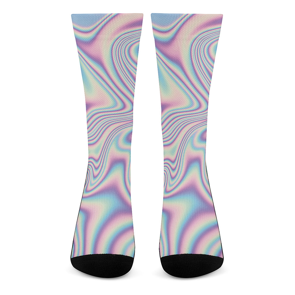 Psychedelic Holographic Print Crew Socks