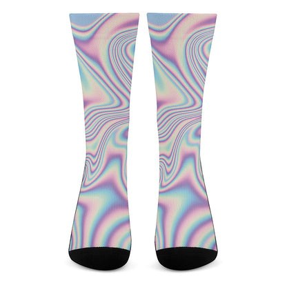 Psychedelic Holographic Print Crew Socks
