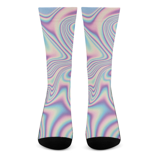 Psychedelic Holographic Print Crew Socks