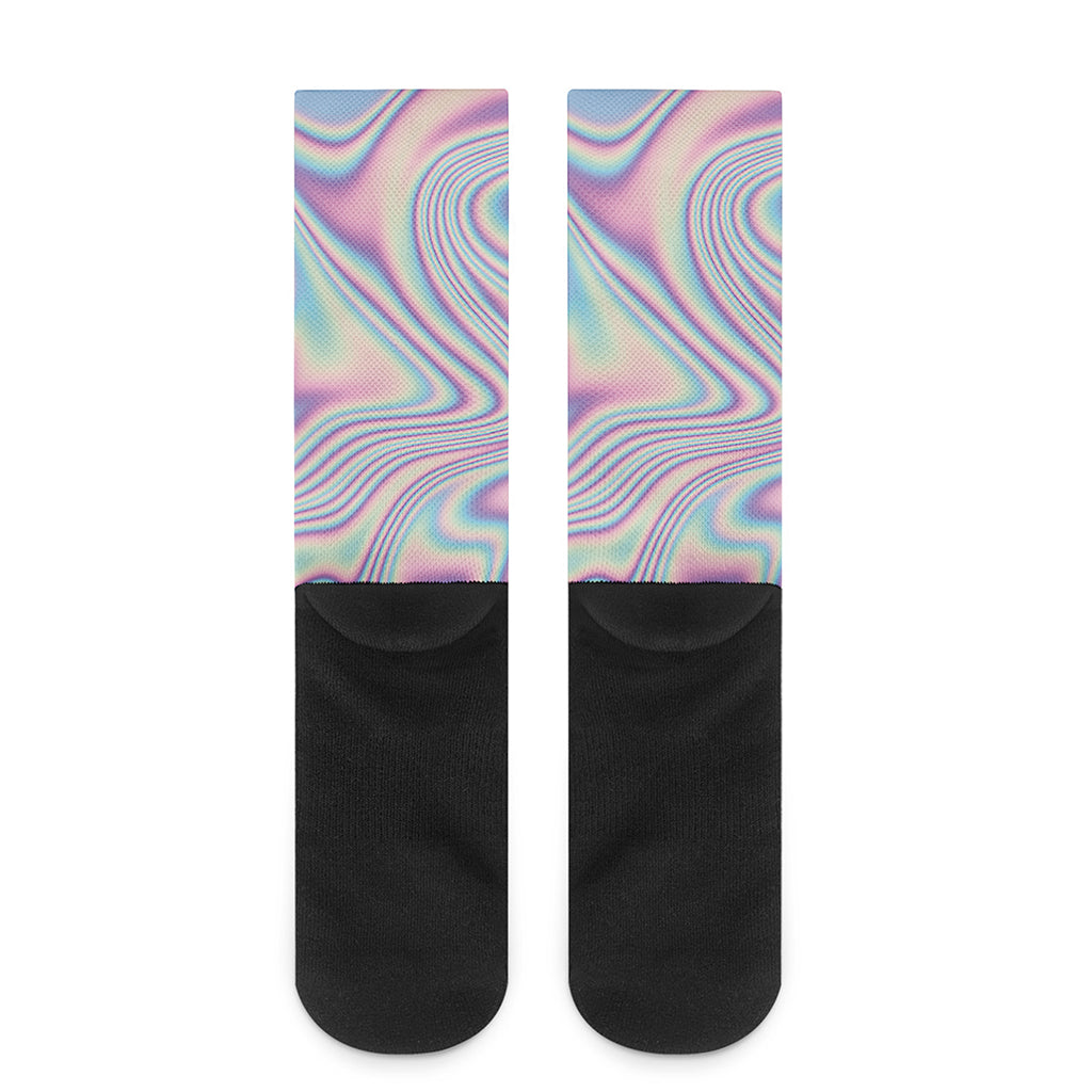 Psychedelic Holographic Print Crew Socks