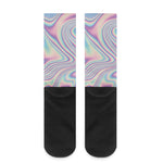 Psychedelic Holographic Print Crew Socks
