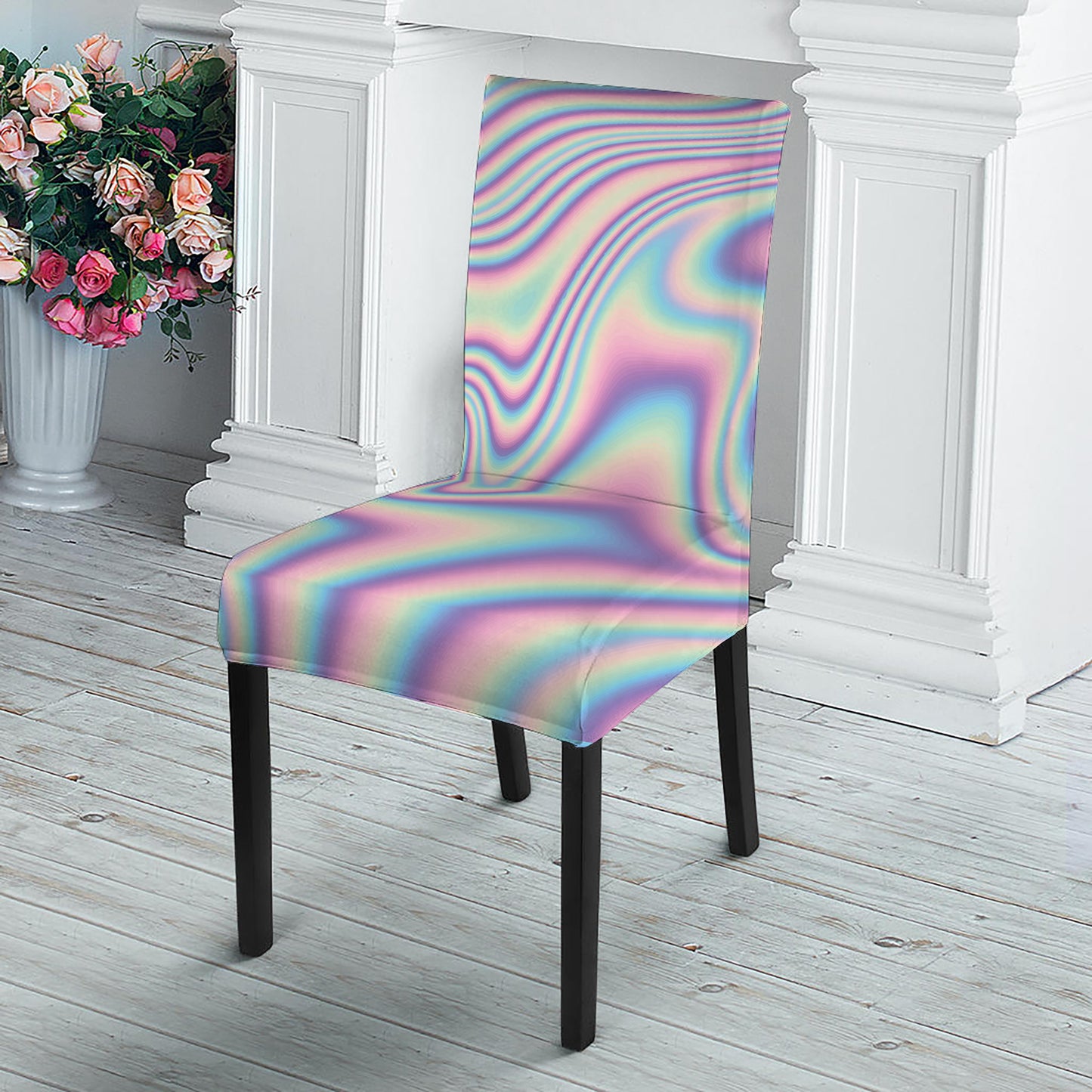 Psychedelic Holographic Print Dining Chair Slipcover