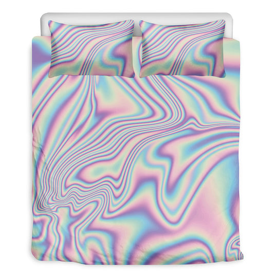 Psychedelic Holographic Print Duvet Cover Bedding Set