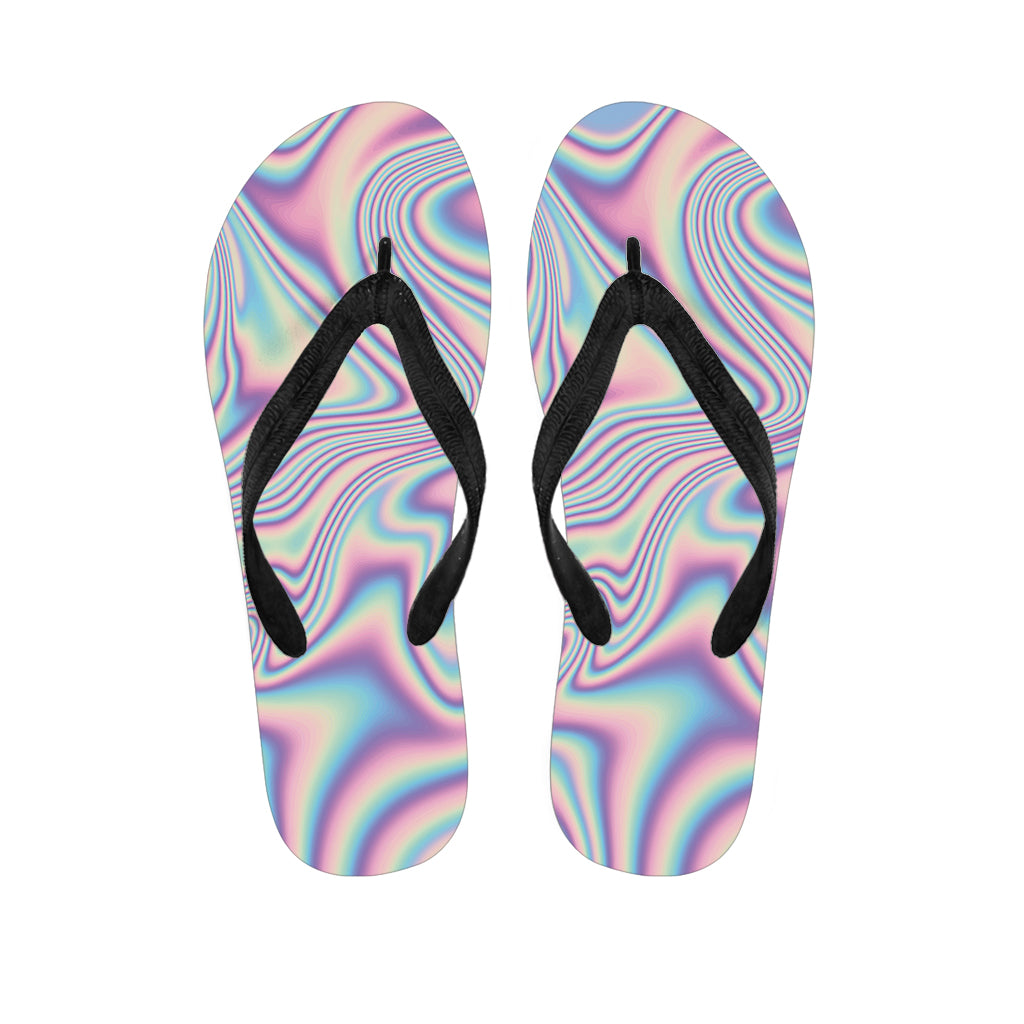 Psychedelic Holographic Print Flip Flops