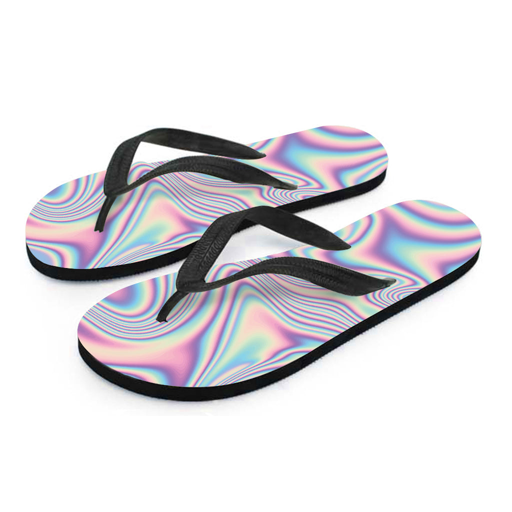 Psychedelic Holographic Print Flip Flops