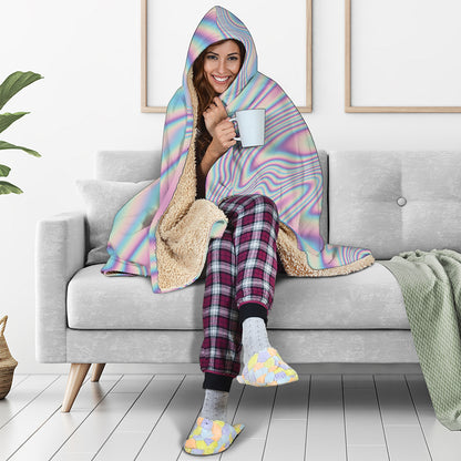 Psychedelic Holographic Print Hooded Blanket