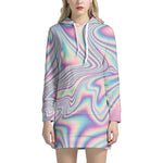 Psychedelic Holographic Print Hoodie Dress