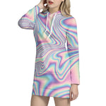 Psychedelic Holographic Print Hoodie Dress
