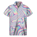 Psychedelic Holographic Print Men's Short Sleeve Shirt