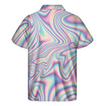 Psychedelic Holographic Print Men's Short Sleeve Shirt