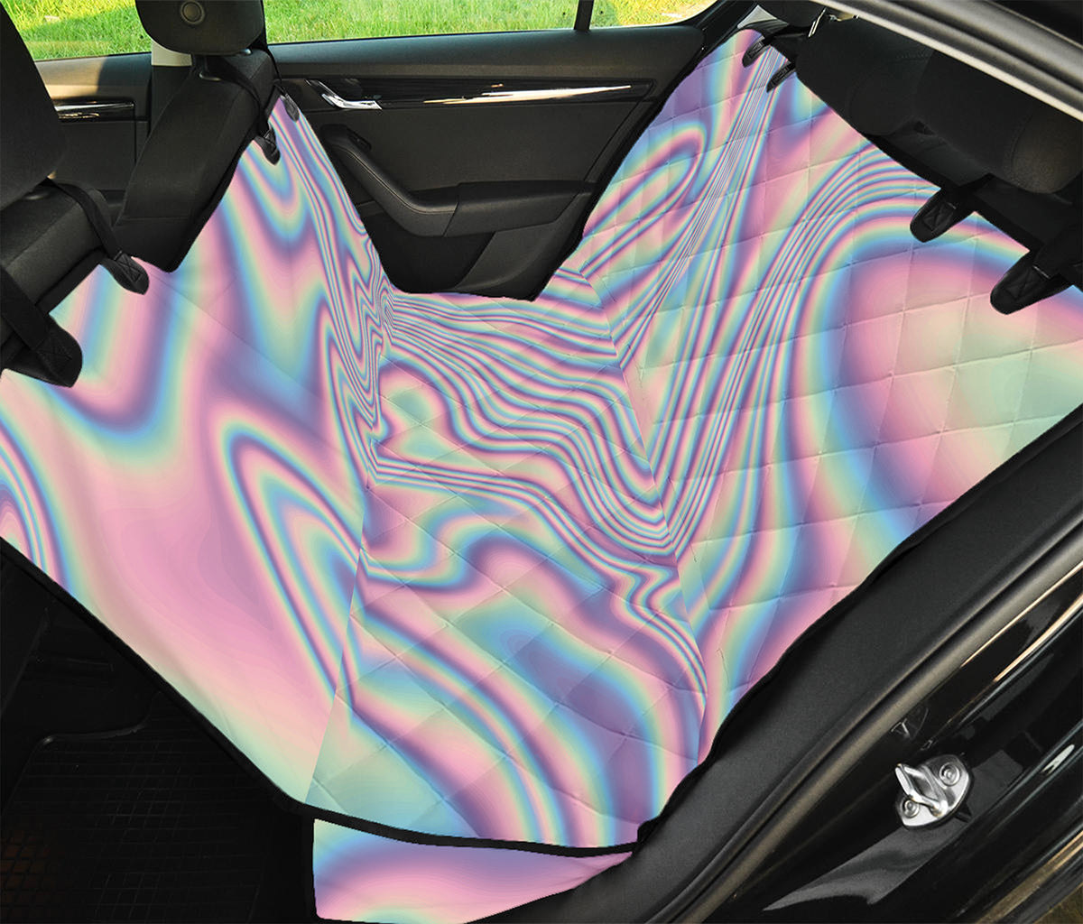 Psychedelic Holographic Print Pet Car Back Seat Cover
