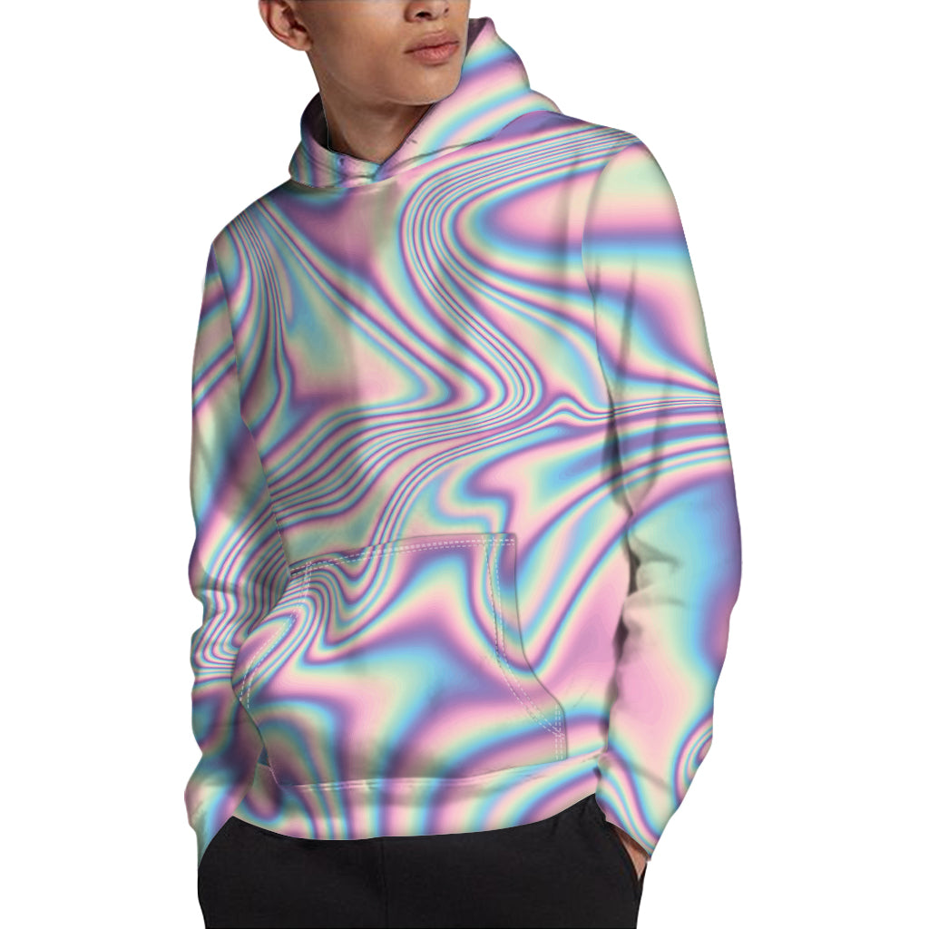 Psychedelic Holographic Print Pullover Hoodie