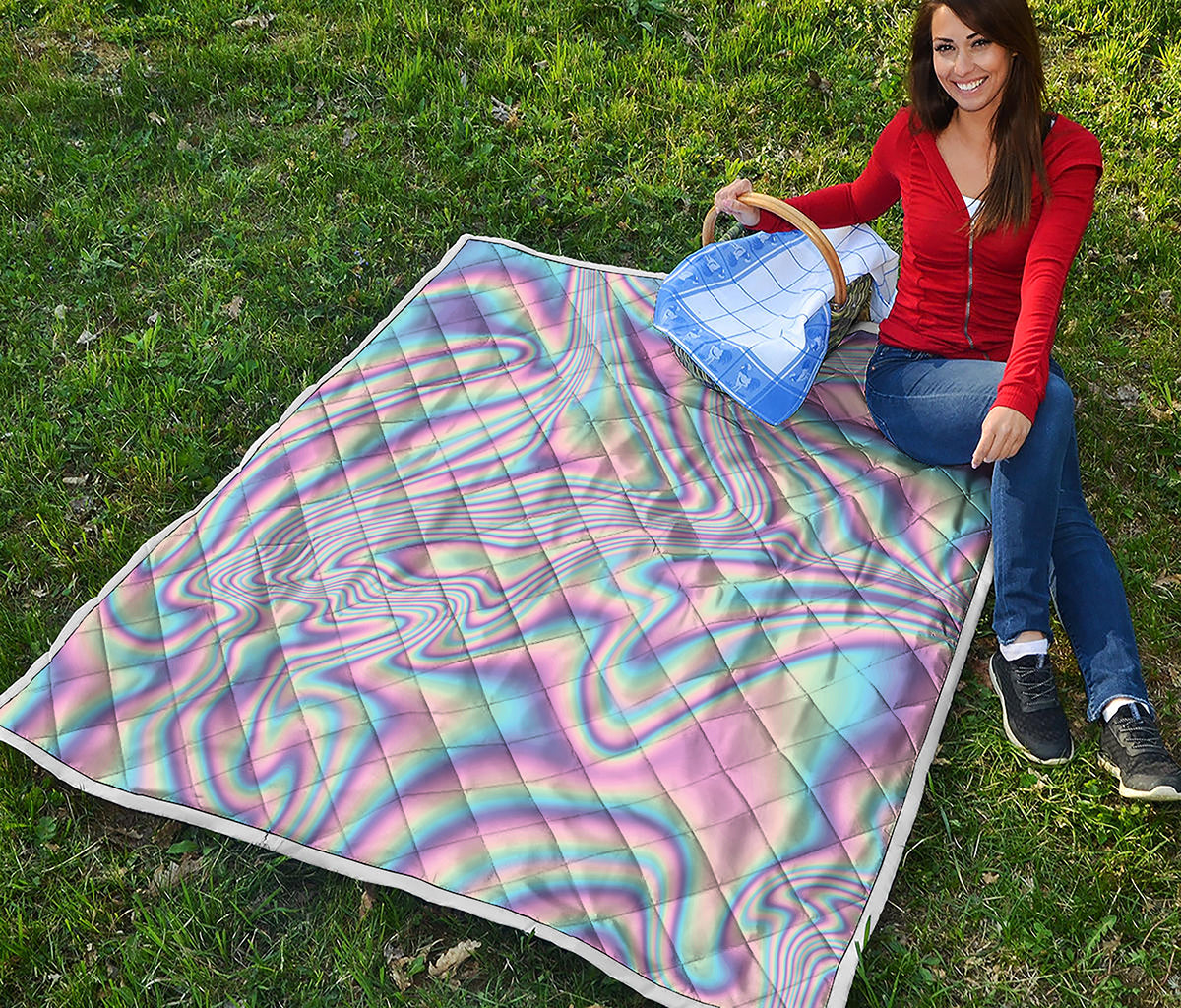 Psychedelic Holographic Print Quilt
