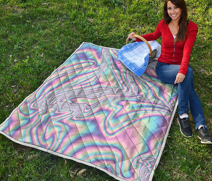 Psychedelic Holographic Print Quilt