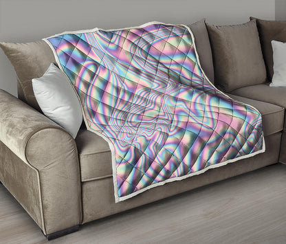 Psychedelic Holographic Print Quilt