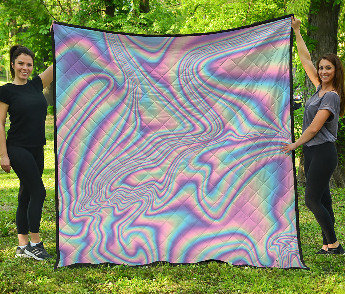 Psychedelic Holographic Print Quilt