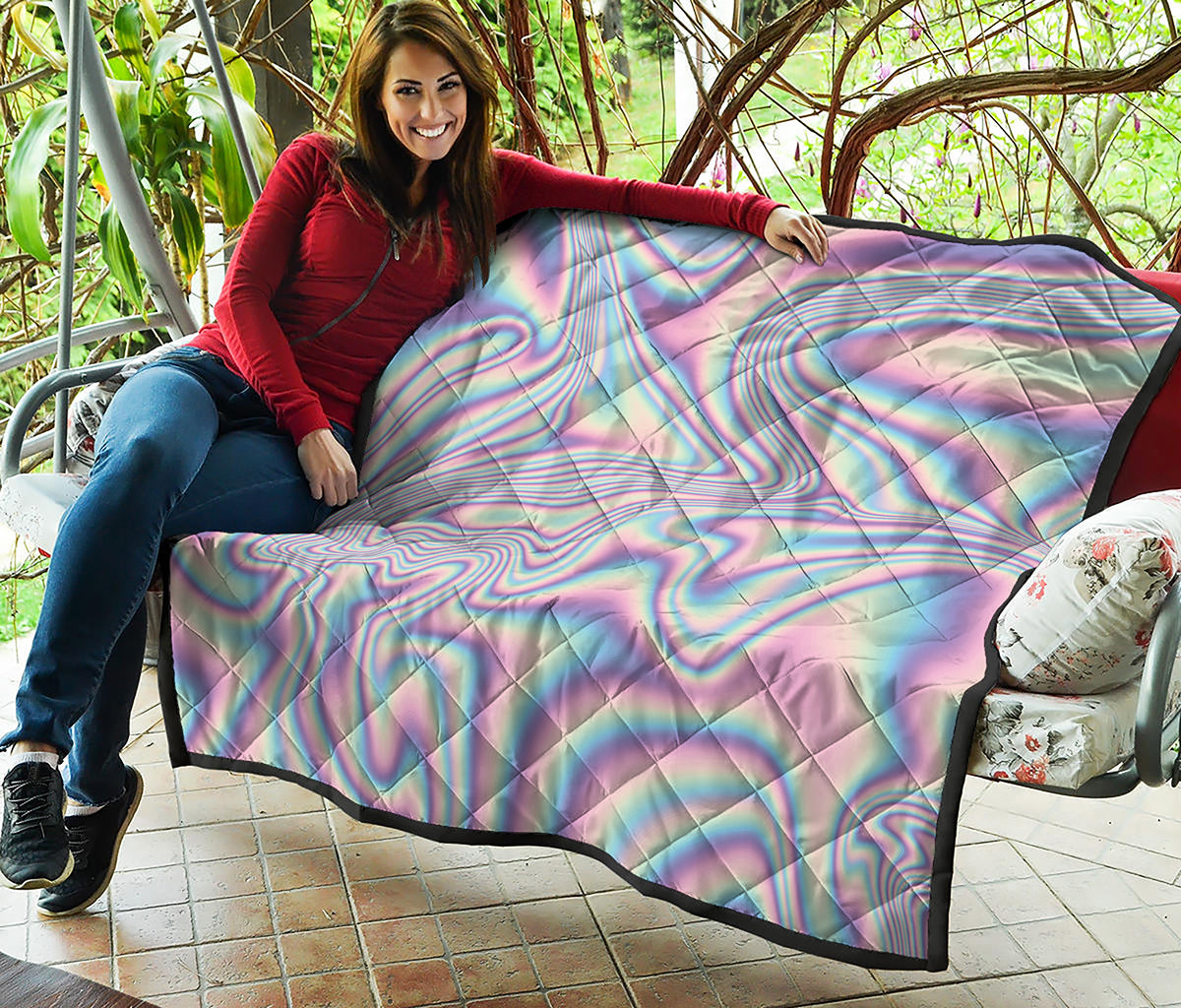Psychedelic Holographic Print Quilt