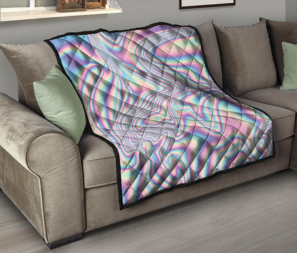 Psychedelic Holographic Print Quilt