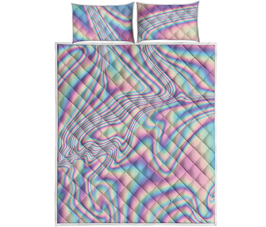 Psychedelic Holographic Print Quilt Bed Set